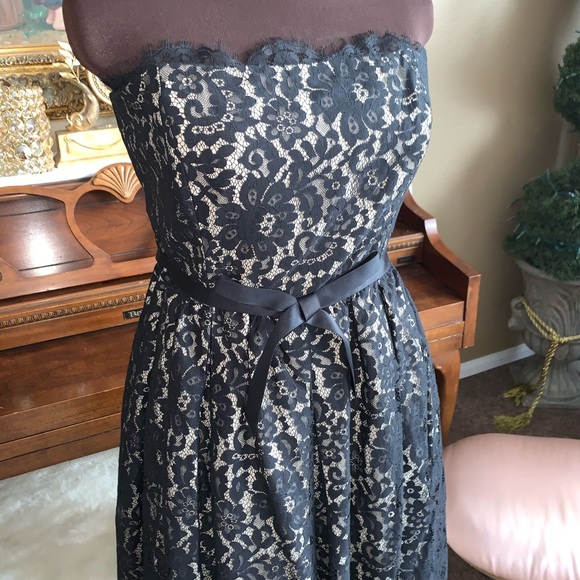 Black Lace Sweatheart Strapless Fit&Flare Dress - Picture 8 of 8